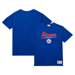 Philadelphia 76ers Hardwood Classics Felt Applique Slub T-Shirt - Royal cheap