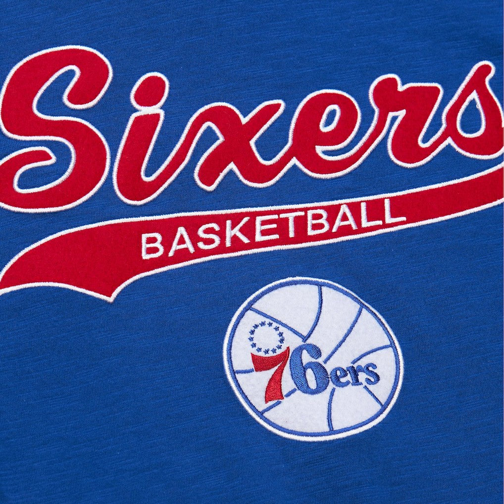 Philadelphia 76ers Hardwood Classics Felt Applique Slub T-Shirt - Royal cheap