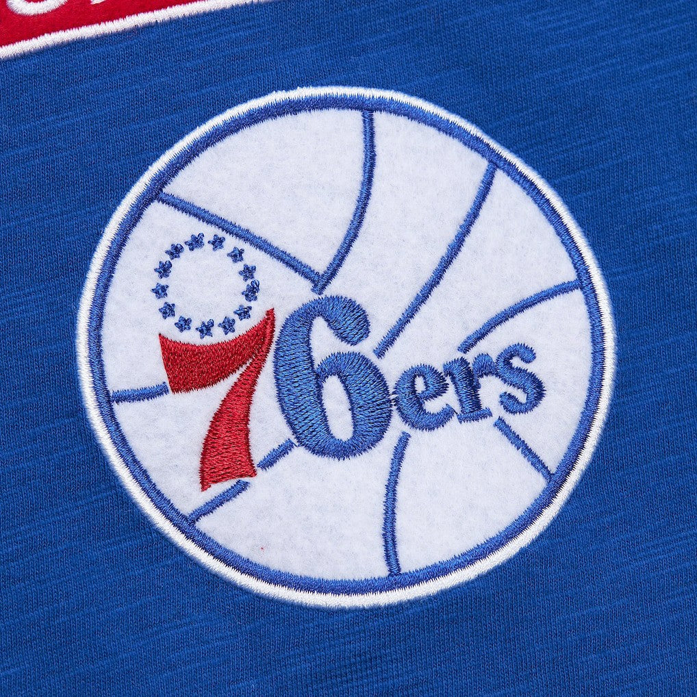 Philadelphia 76ers Hardwood Classics Felt Applique Slub T-Shirt - Royal cheap