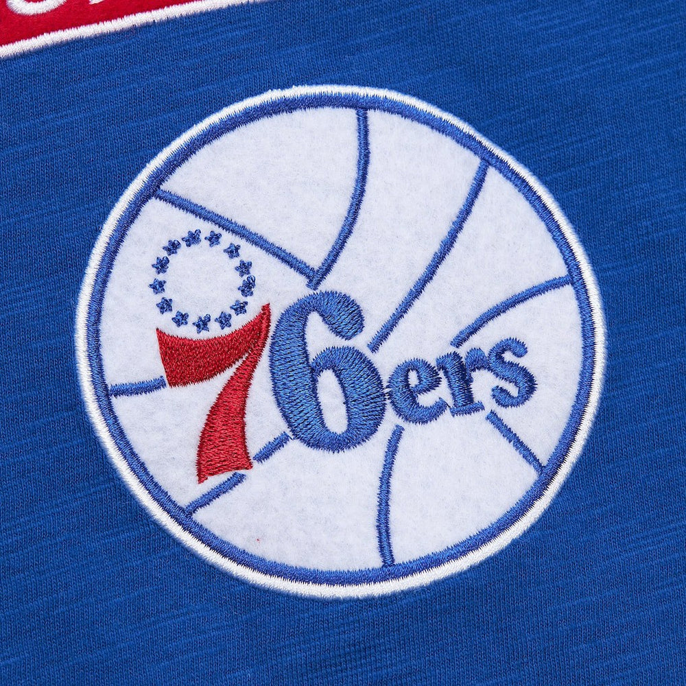 Philadelphia 76ers Hardwood Classics Felt Applique Slub T-Shirt - Royal cheap