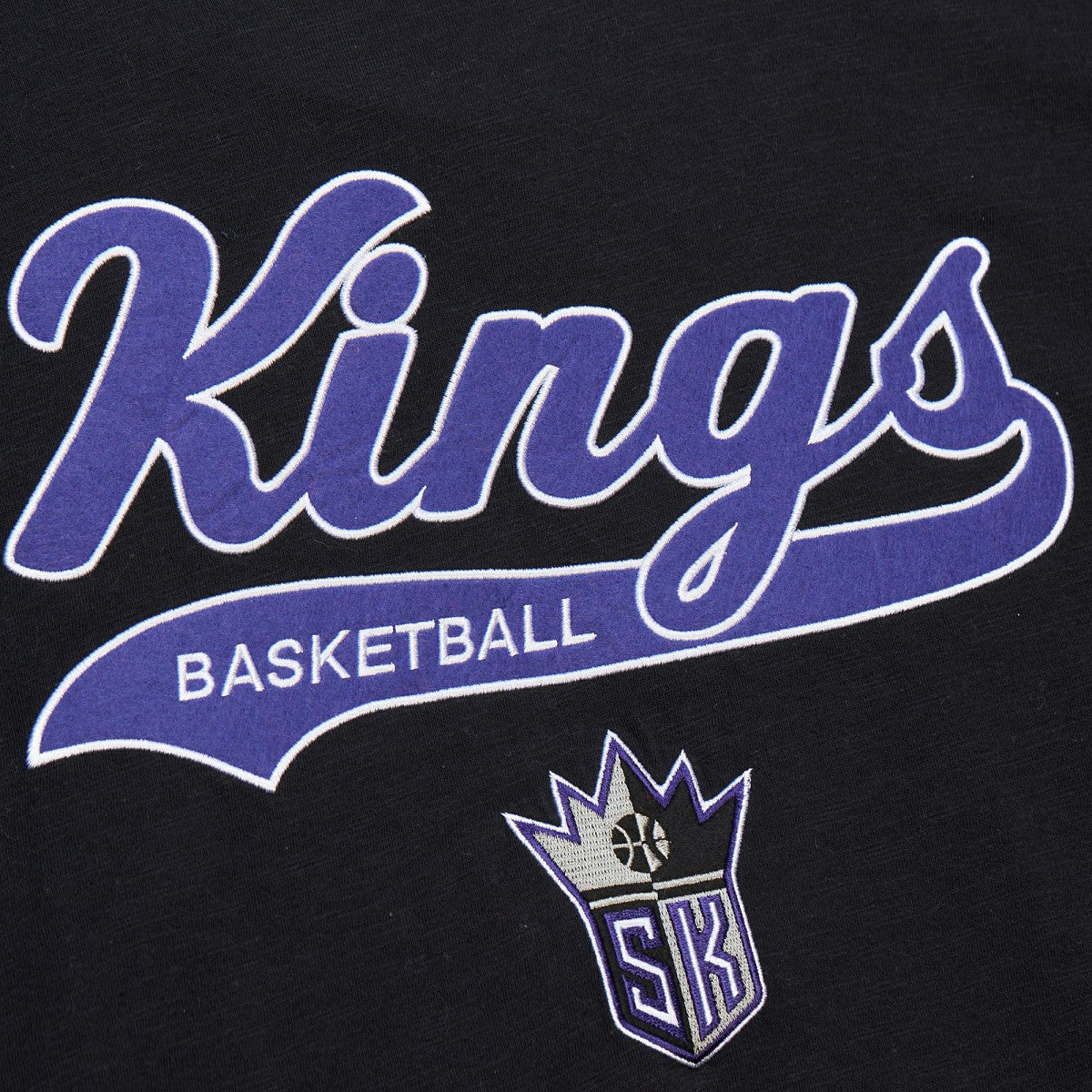 Sacramento Kings Hardwood Classics Felt Applique Slub T-Shirt - Black shop
