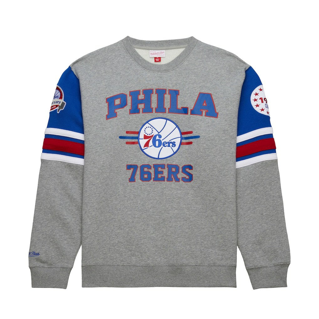Philadelphia 76ers Hardwood Classics All Over 4.0 Pullover Sweatshirt - Heather Gray sale