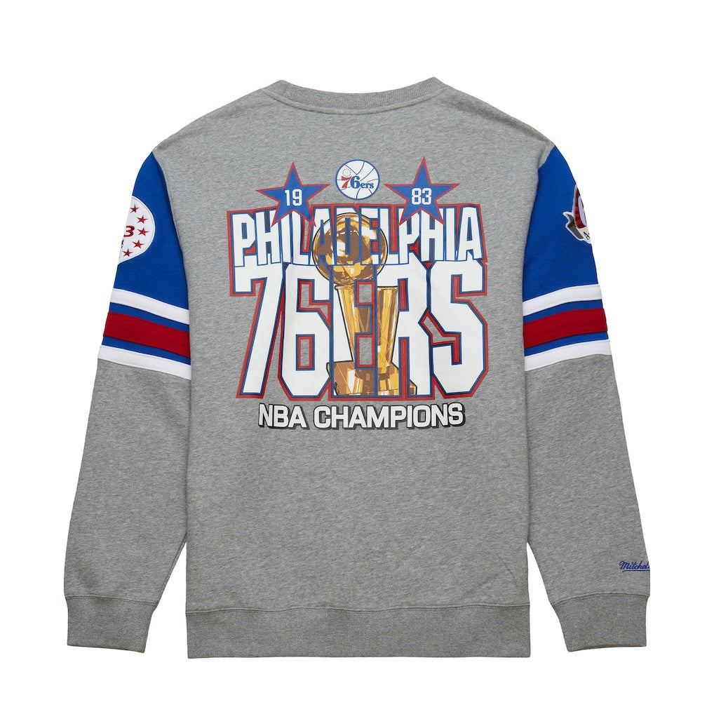 Philadelphia 76ers Hardwood Classics All Over 4.0 Pullover Sweatshirt - Heather Gray sale