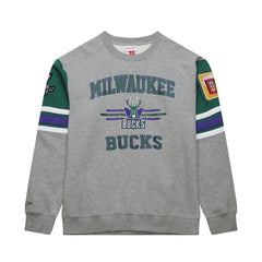 Milwaukee Bucks Hardwood Classics All Over 4.0 Pullover Sweatshirt - Heather Gray cheap