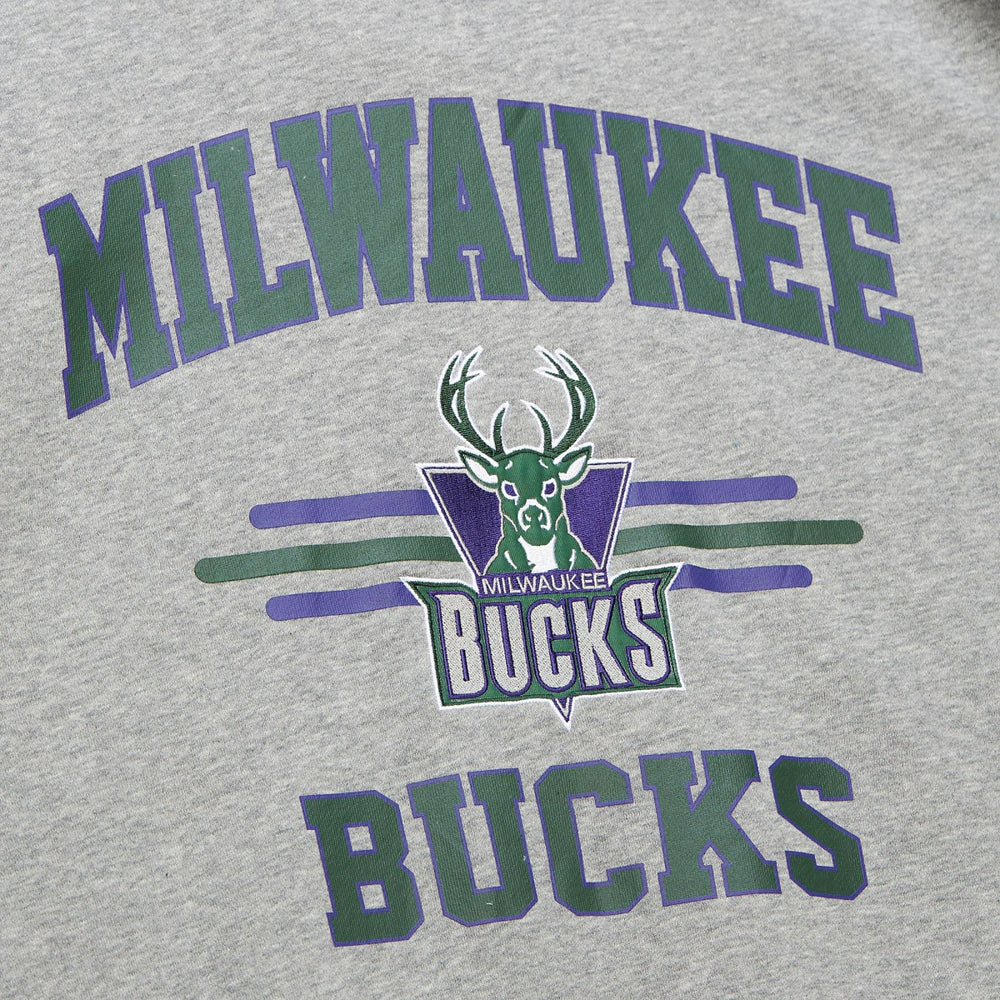 Milwaukee Bucks Hardwood Classics All Over 4.0 Pullover Sweatshirt - Heather Gray cheap