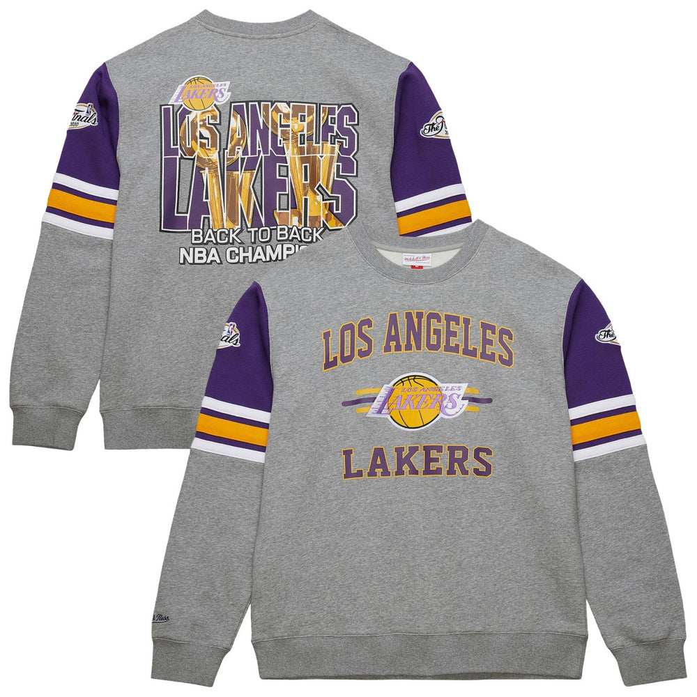 Los Angeles Lakers Hardwood Classics All Over 4.0 Pullover Sweatshirt - Heather Gray for sale