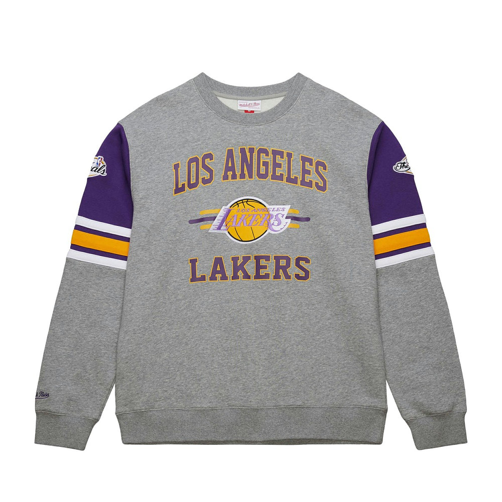 Los Angeles Lakers Hardwood Classics All Over 4.0 Pullover Sweatshirt - Heather Gray for sale
