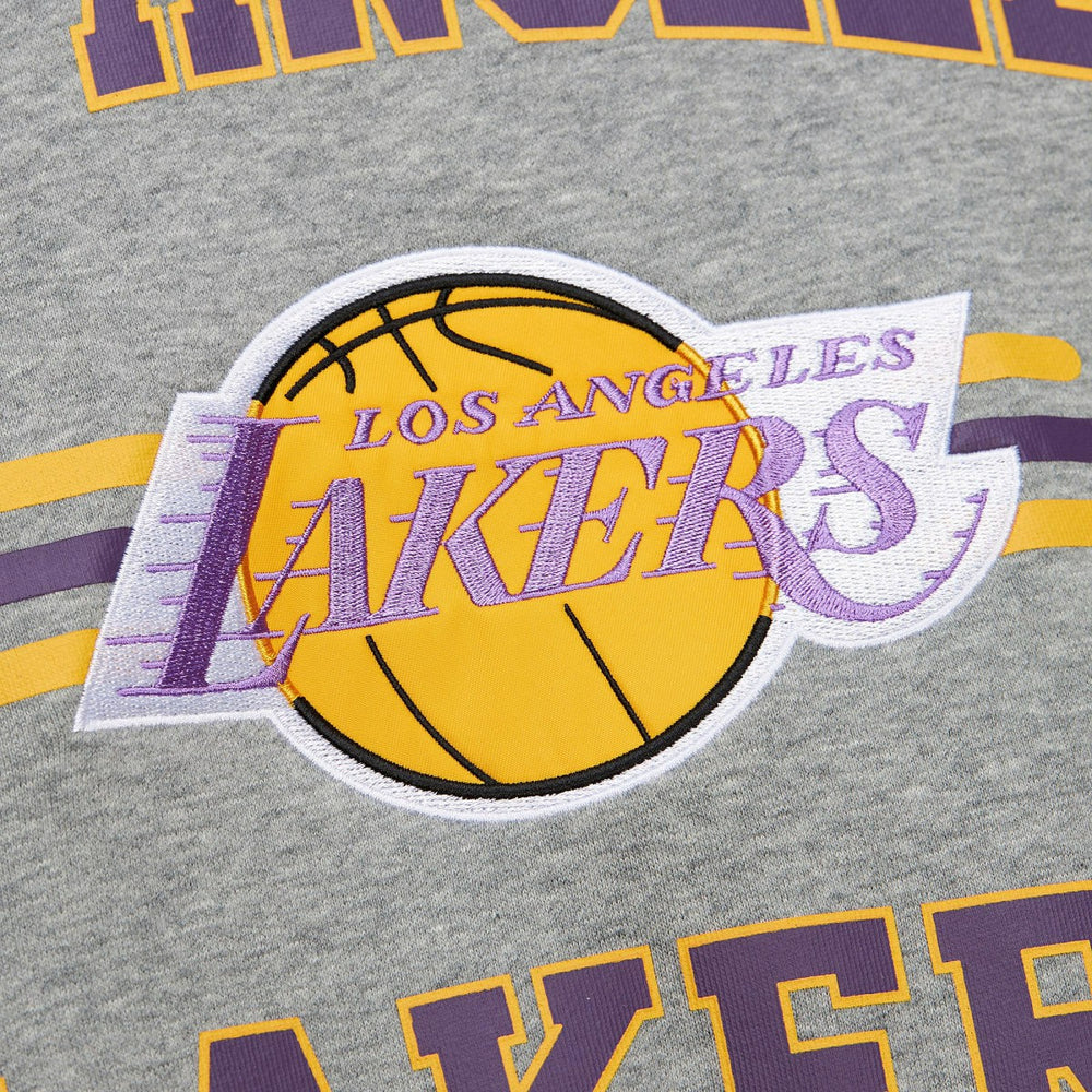 Los Angeles Lakers Hardwood Classics All Over 4.0 Pullover Sweatshirt - Heather Gray for sale