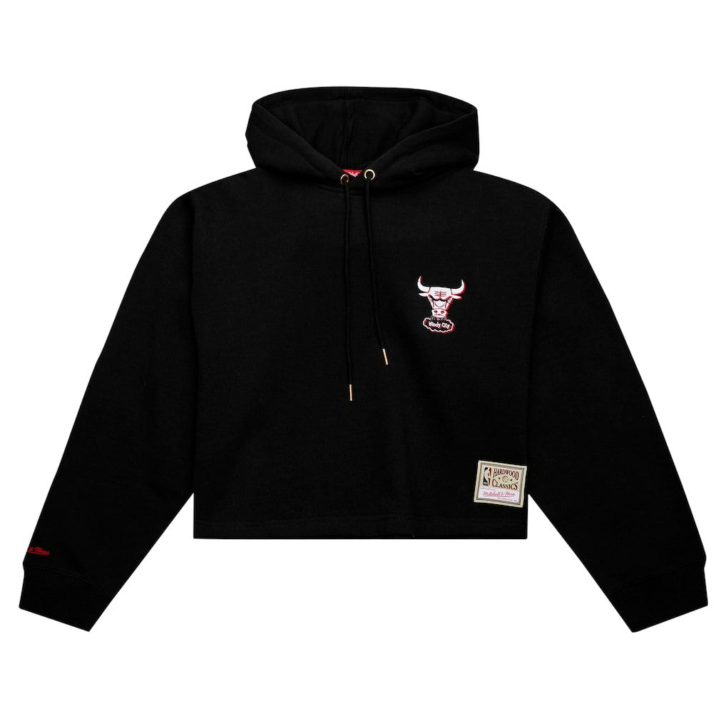 Chicago Bulls Women's Hardwood Classics Cropped Pullover Hoodie - Black online