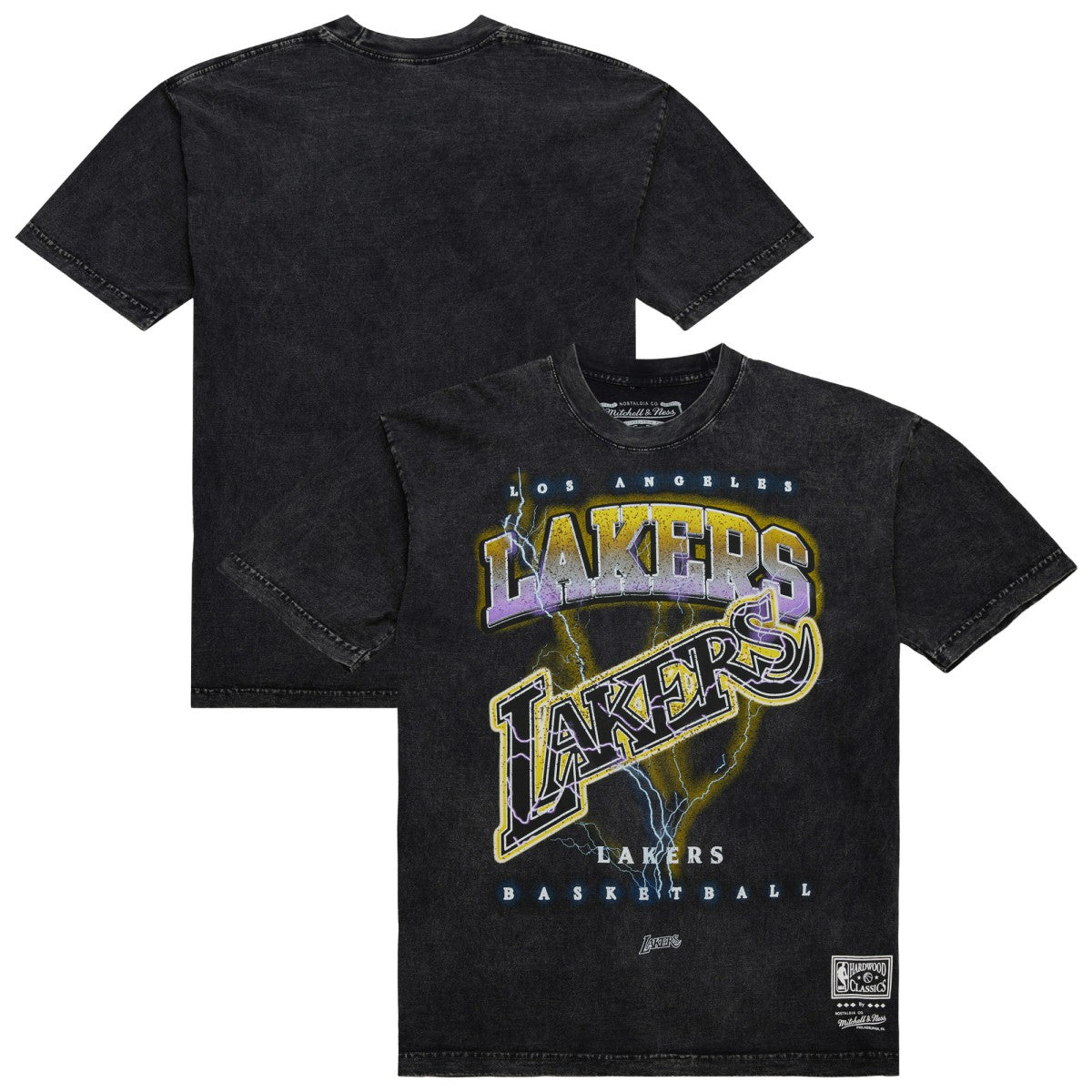 Los Angeles Lakers Unisex Hardwood Classics Vintage Voltage Premium Heavyweight T-Shirt - Black sale