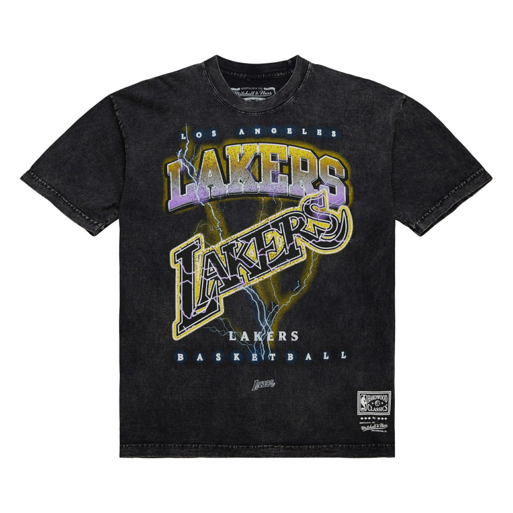 Los Angeles Lakers Unisex Hardwood Classics Vintage Voltage Premium Heavyweight T-Shirt - Black sale