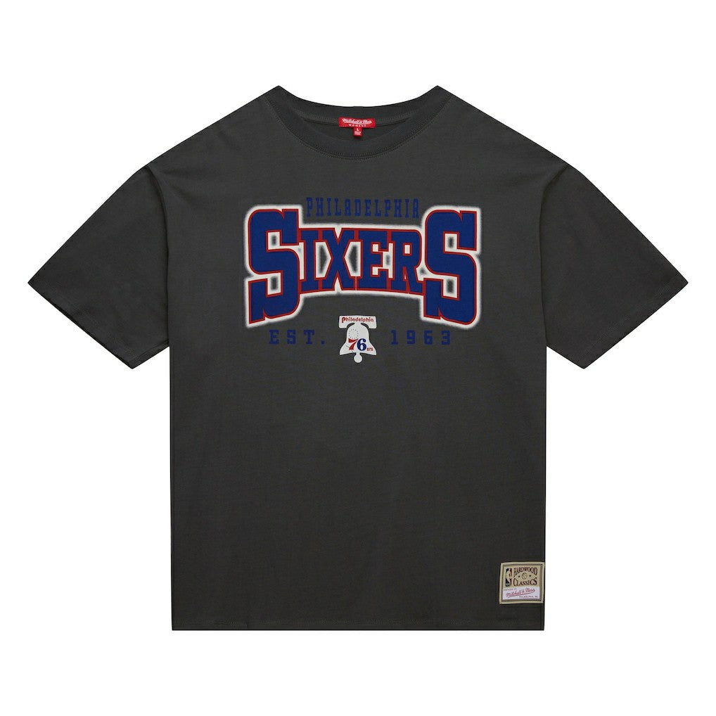 Philadelphia 76ers Women's Hardwood Classics Oversized Boyfriend T-Shirt - Charcoal outlet