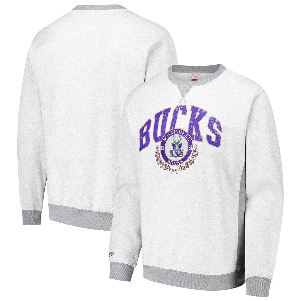 Milwaukee Bucks Vintage Logo Pullover Sweatshirt - Heather Gray on sale