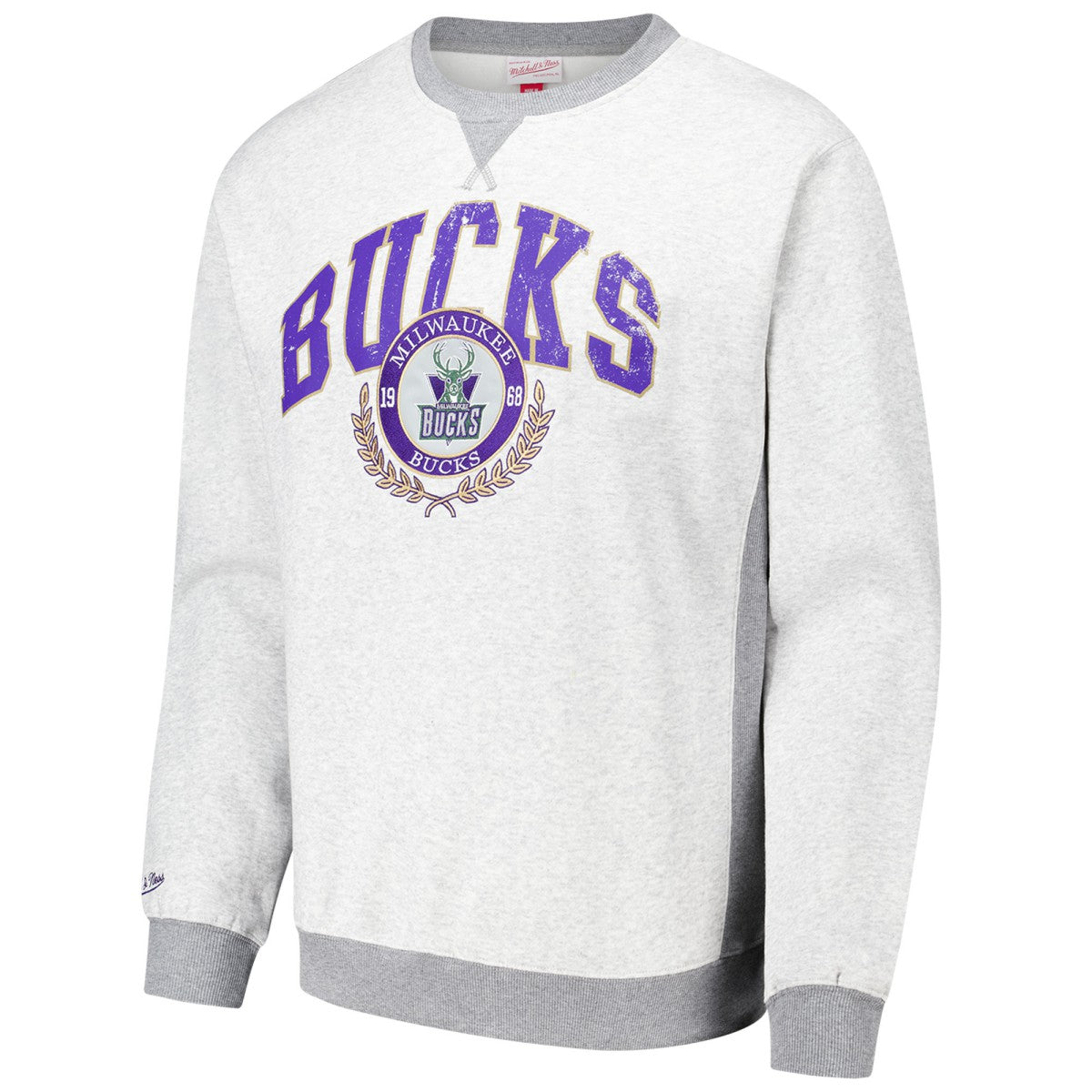 Milwaukee Bucks Vintage Logo Pullover Sweatshirt - Heather Gray on sale