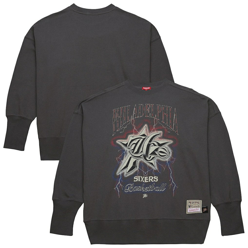 Philadelphia 76ers Women's Hardwood Classics Lightweight Pullover Sweatshirt - Charcoal online