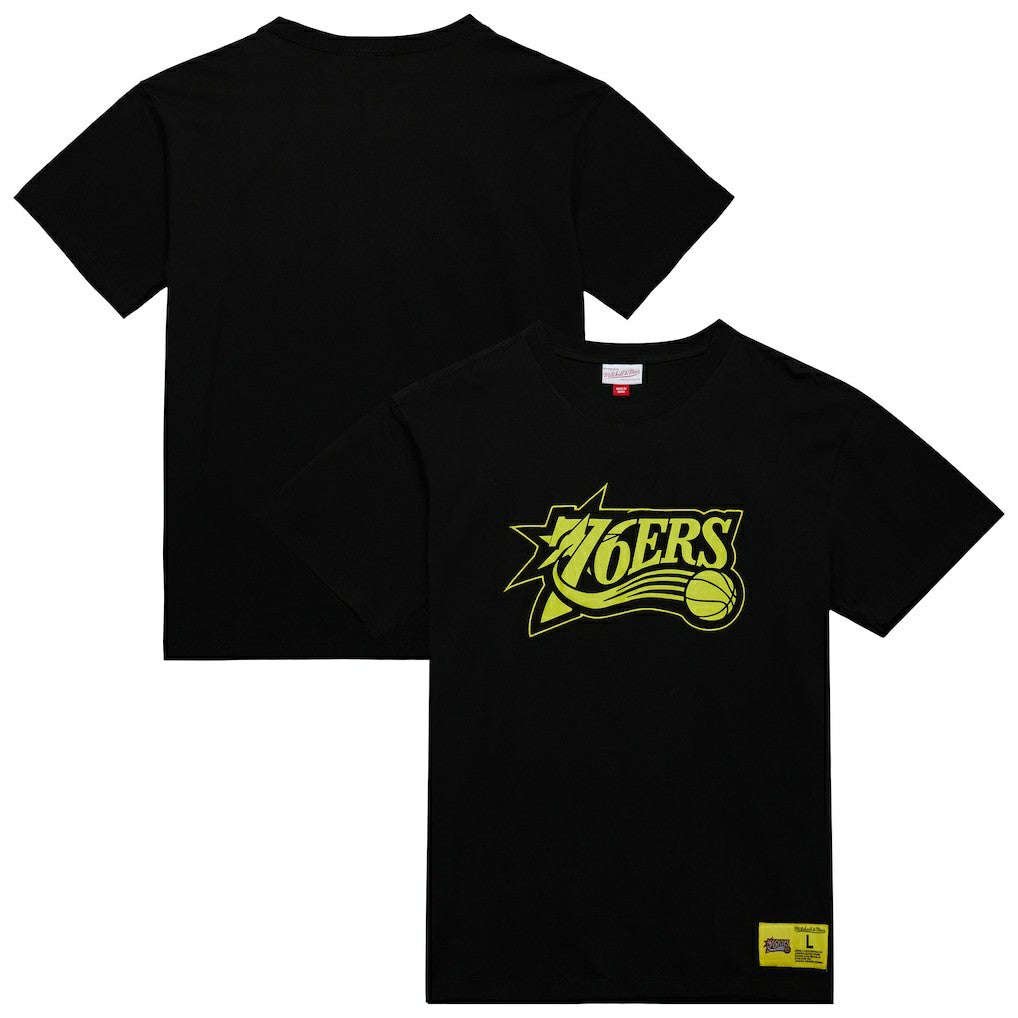 Philadelphia 76ers Hardwood Classics Neon Nights Premium T-Shirt - Black on sale
