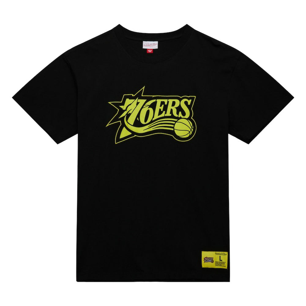 Philadelphia 76ers Hardwood Classics Neon Nights Premium T-Shirt - Black on sale