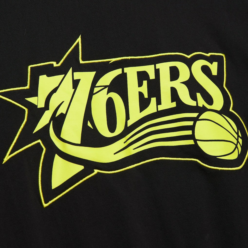 Philadelphia 76ers Hardwood Classics Neon Nights Premium T-Shirt - Black on sale