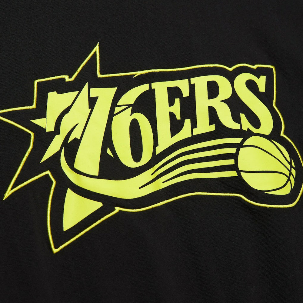 Philadelphia 76ers Hardwood Classics Neon Nights Premium T-Shirt - Black on sale