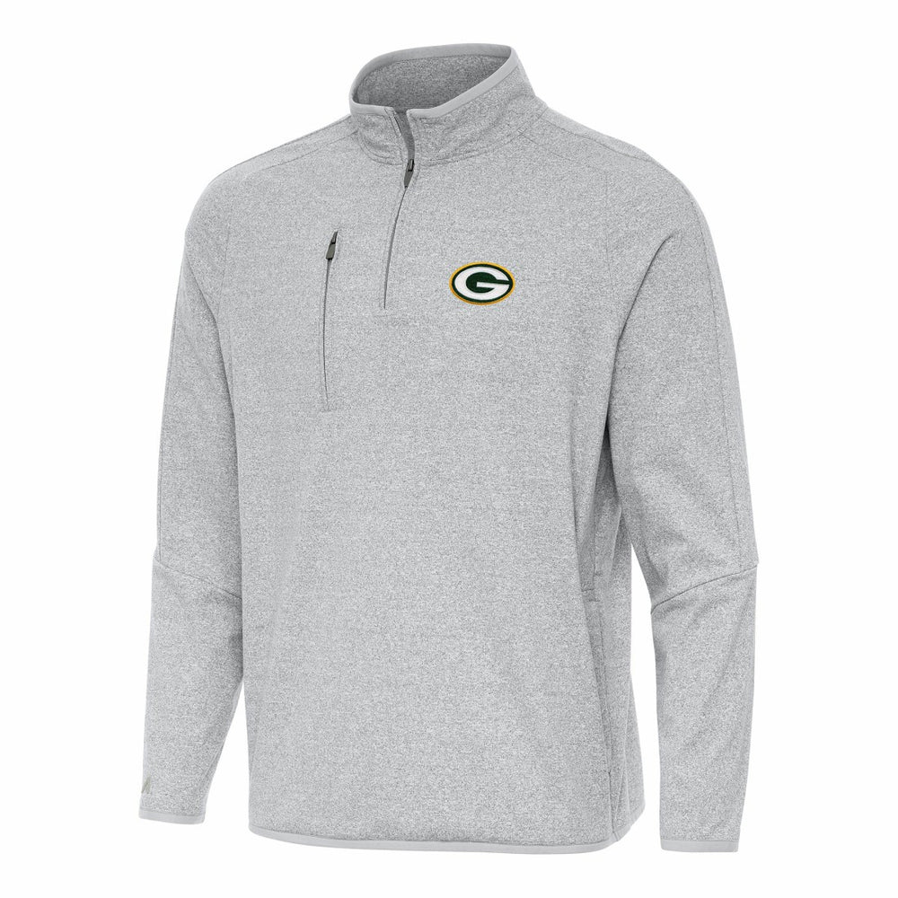Green Bay Packers Antigua Certain Tri-Blend Quarter-Zip Top - Heather Gray on sale