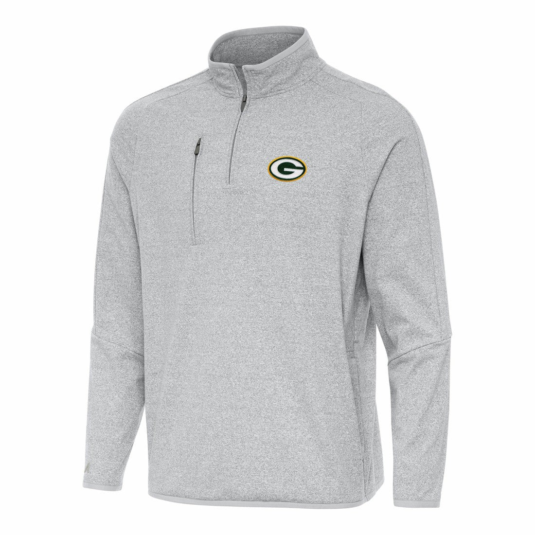 Green Bay Packers Antigua Certain Tri-Blend Quarter-Zip Top - Heather Gray on sale