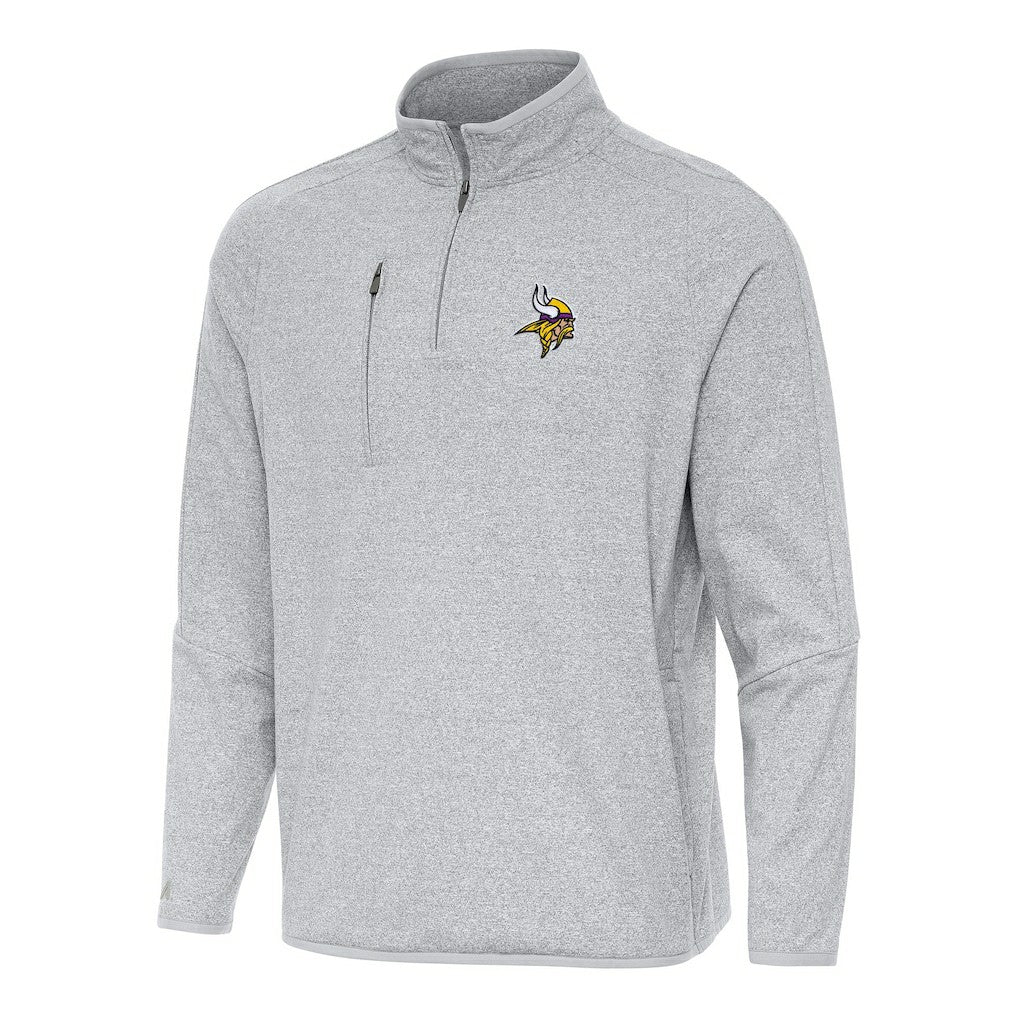 Minnesota Vikings Antigua Certain Tri-Blend Quarter-Zip Top - Heather Gray on sale