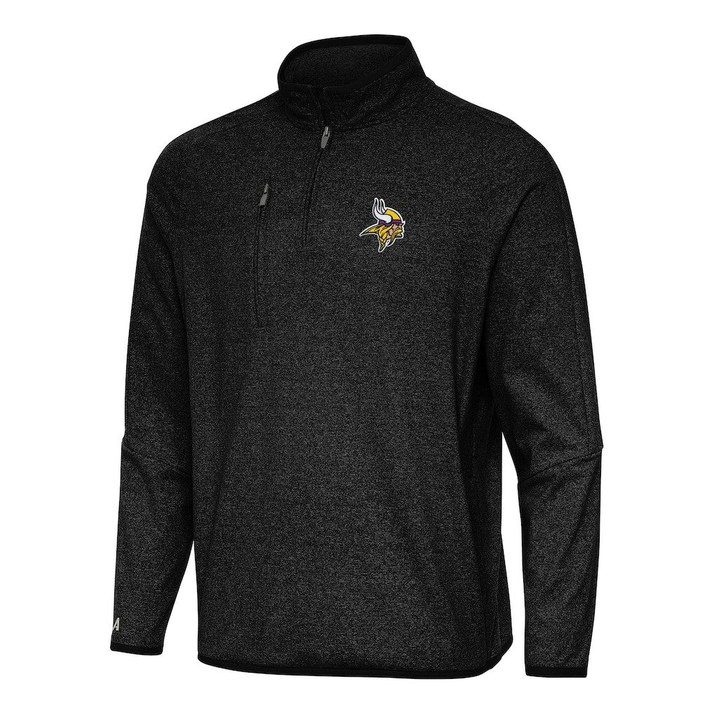 Minnesota Vikings Antigua Certain Tri-Blend Quarter-Zip Top - Heather Black discount