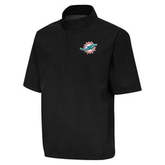 Miami Dolphins Antigua Brisk Short Sleeve Quarter-Zip Windshirt - Black sale