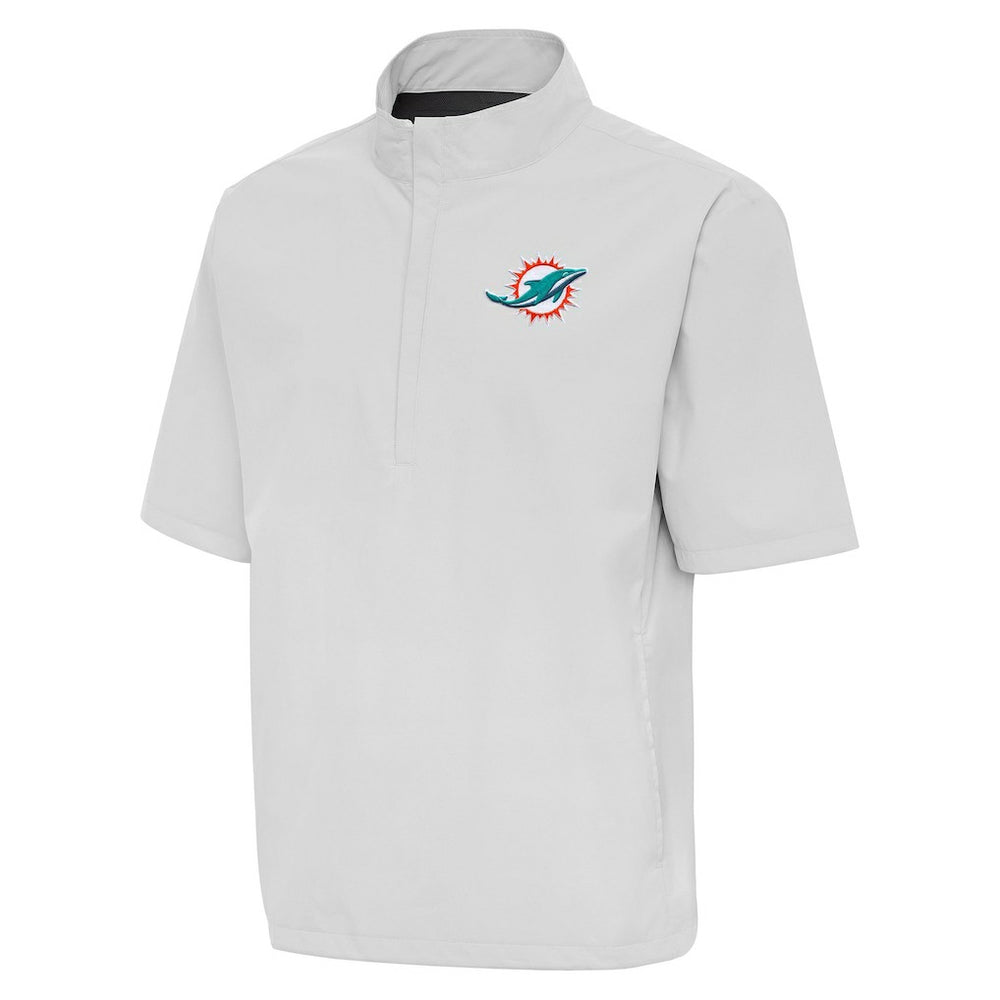 Miami Dolphins Antigua Brisk Short Sleeve Quarter-Zip Windshirt - Heather Gray outlet
