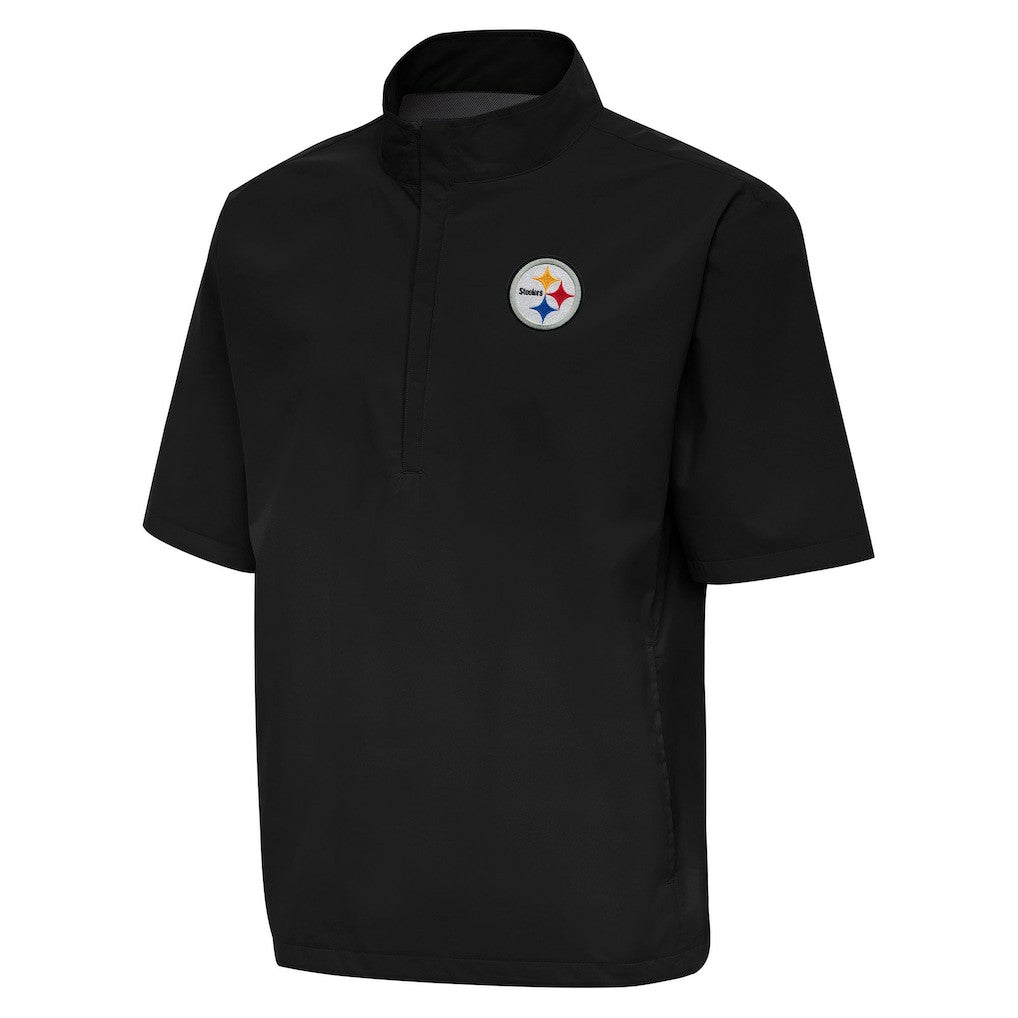 Pittsburgh Steelers Antigua Brisk Short Sleeve Quarter-Zip Windshirt - Black sale
