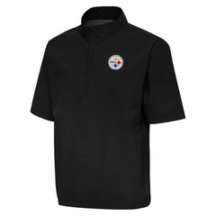 Pittsburgh Steelers Antigua Brisk Short Sleeve Quarter-Zip Windshirt - Black sale