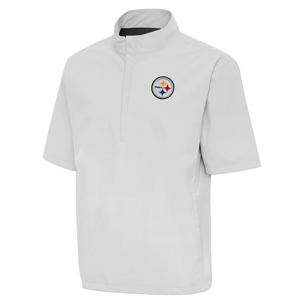 Pittsburgh Steelers Antigua Brisk Short Sleeve Quarter-Zip Windshirt - Heather Gray on sale