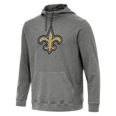 New Orleans Saints Antigua Cloud Pullover Hoodie - Heather Black on sale