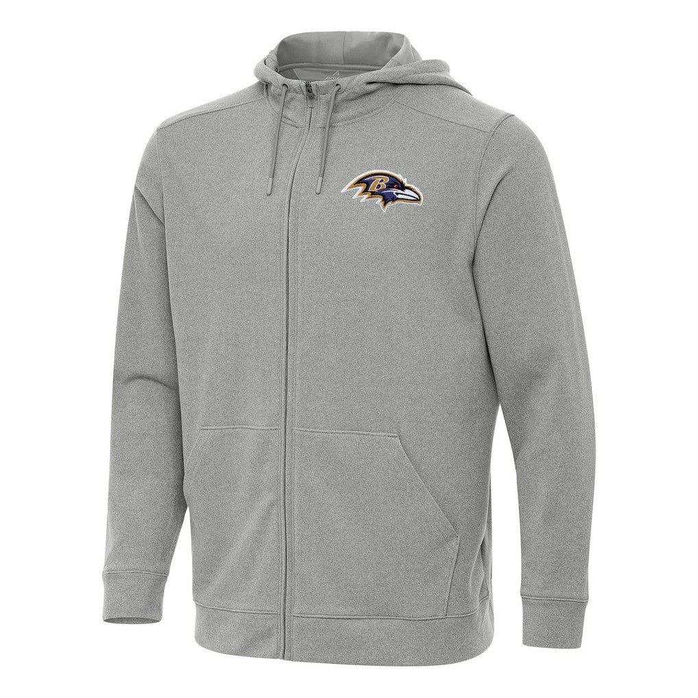 Baltimore Ravens Antigua Effortless Full-Zip Hoodie - Heather Gray discount