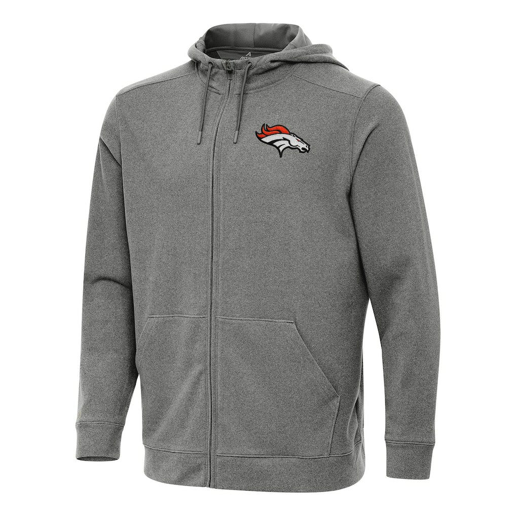 Denver Broncos Antigua Effortless Full-Zip Hoodie - Heather Black discount