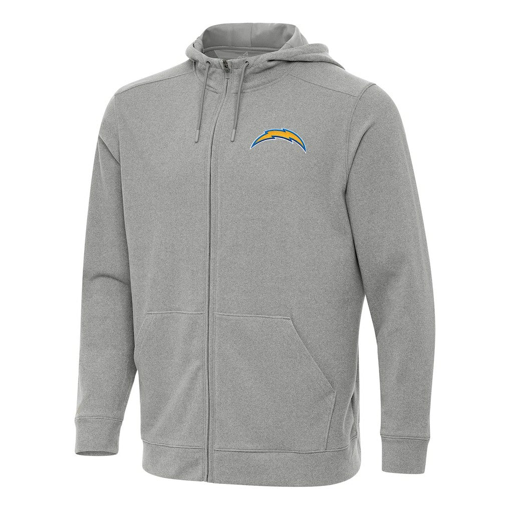 Los Angeles Chargers Antigua Effortless Full-Zip Hoodie - Heather Gray discount