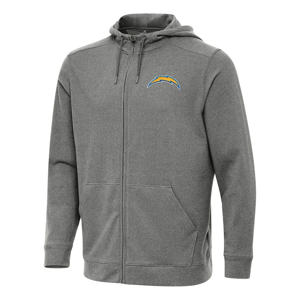 Los Angeles Chargers Antigua Effortless Full-Zip Hoodie - Heather Black on sale