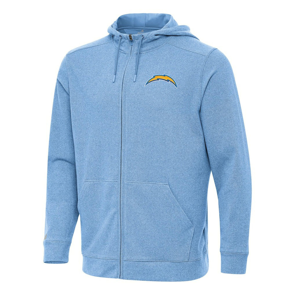 Los Angeles Chargers Antigua Effortless Full-Zip Hoodie - Heather Powder Blue discount