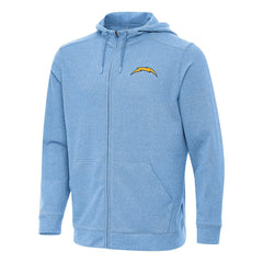 Los Angeles Chargers Antigua Effortless Full-Zip Hoodie - Heather Powder Blue discount