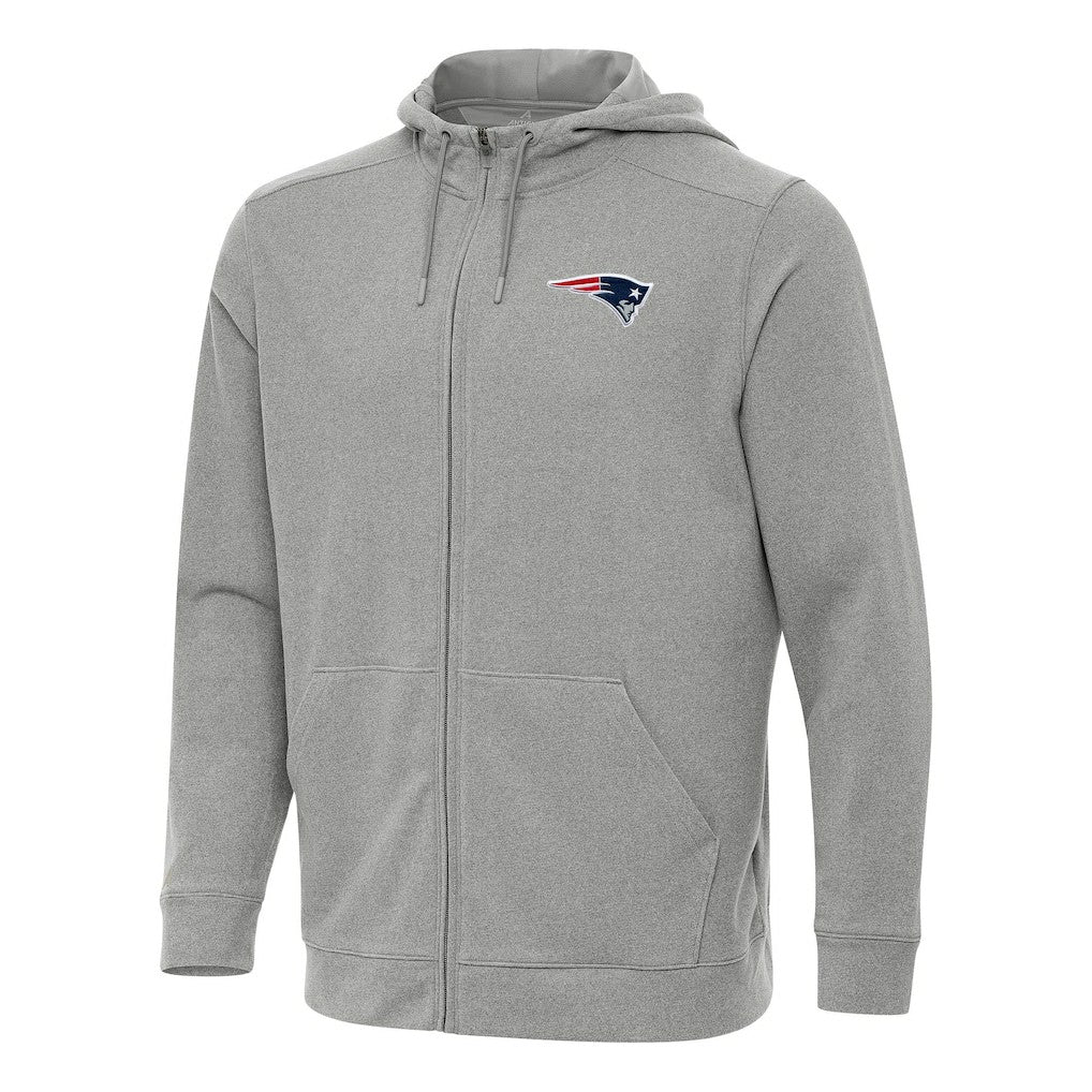 New England Patriots Antigua Effortless Full-Zip Hoodie - Heather Gray outlet