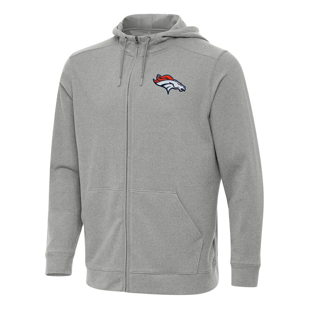 Denver Broncos Antigua Effortless Full-Zip Hoodie - Heather Gray sale