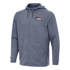 Denver Broncos Antigua Effortless Full-Zip Hoodie - Heather Navy cheap