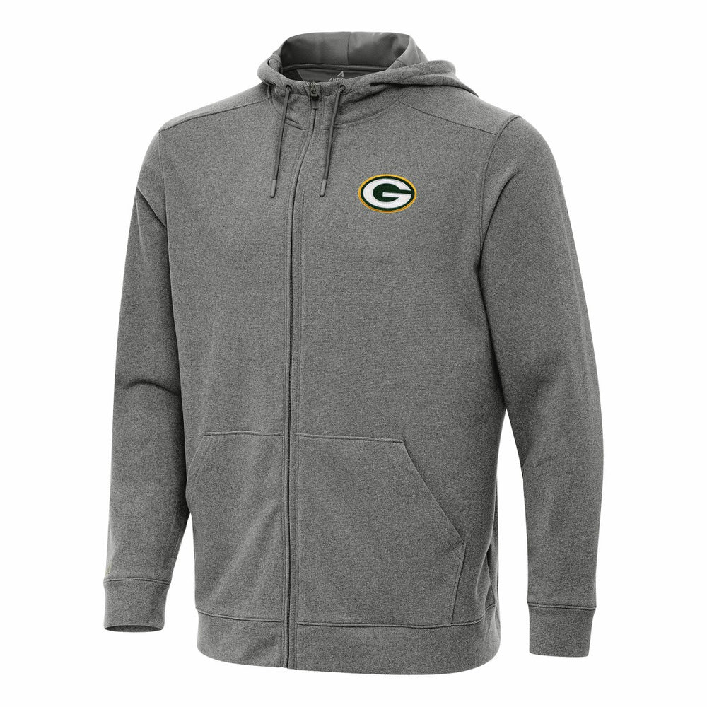 Green Bay Packers Antigua Effortless Full-Zip Hoodie - Heather Black sale