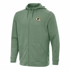 Green Bay Packers Antigua Effortless Full-Zip Hoodie - Heather Green for sale