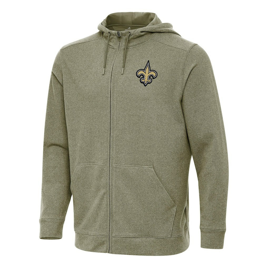 New Orleans Saints Antigua Effortless Full-Zip Hoodie - Olive for sale