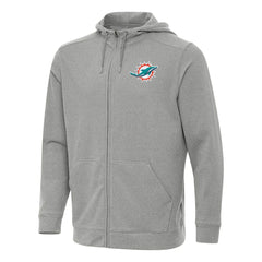 Miami Dolphins Antigua Effortless Full-Zip Hoodie - Heather Gray discount