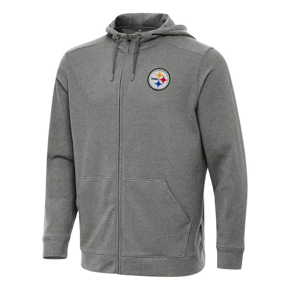 Pittsburgh Steelers Antigua Effortless Full-Zip Hoodie - Heather Black for sale