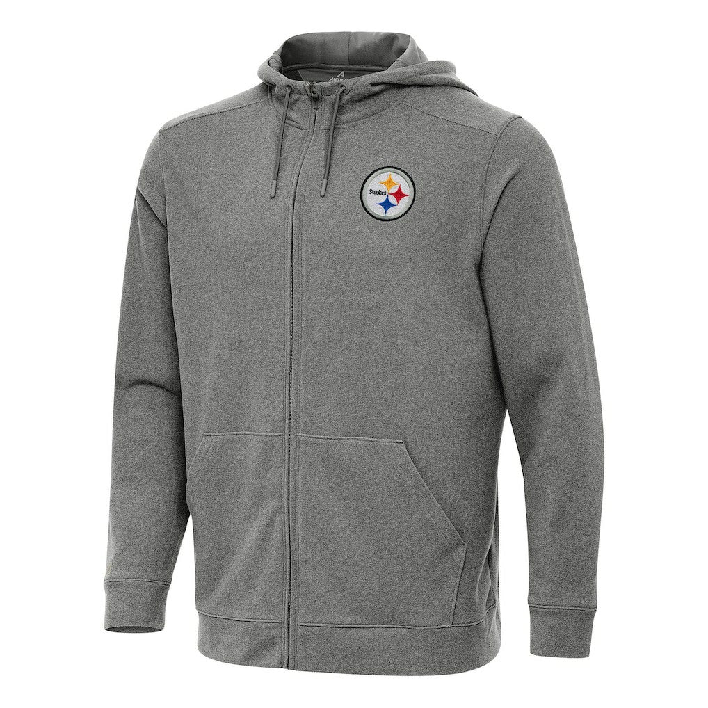 Pittsburgh Steelers Antigua Effortless Full-Zip Hoodie - Heather Black for sale