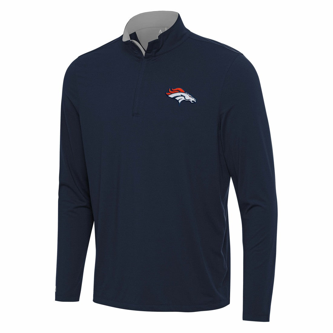 Denver Broncos Antigua Content Quarter-Zip Pullover Top - Navy/Gray cheap