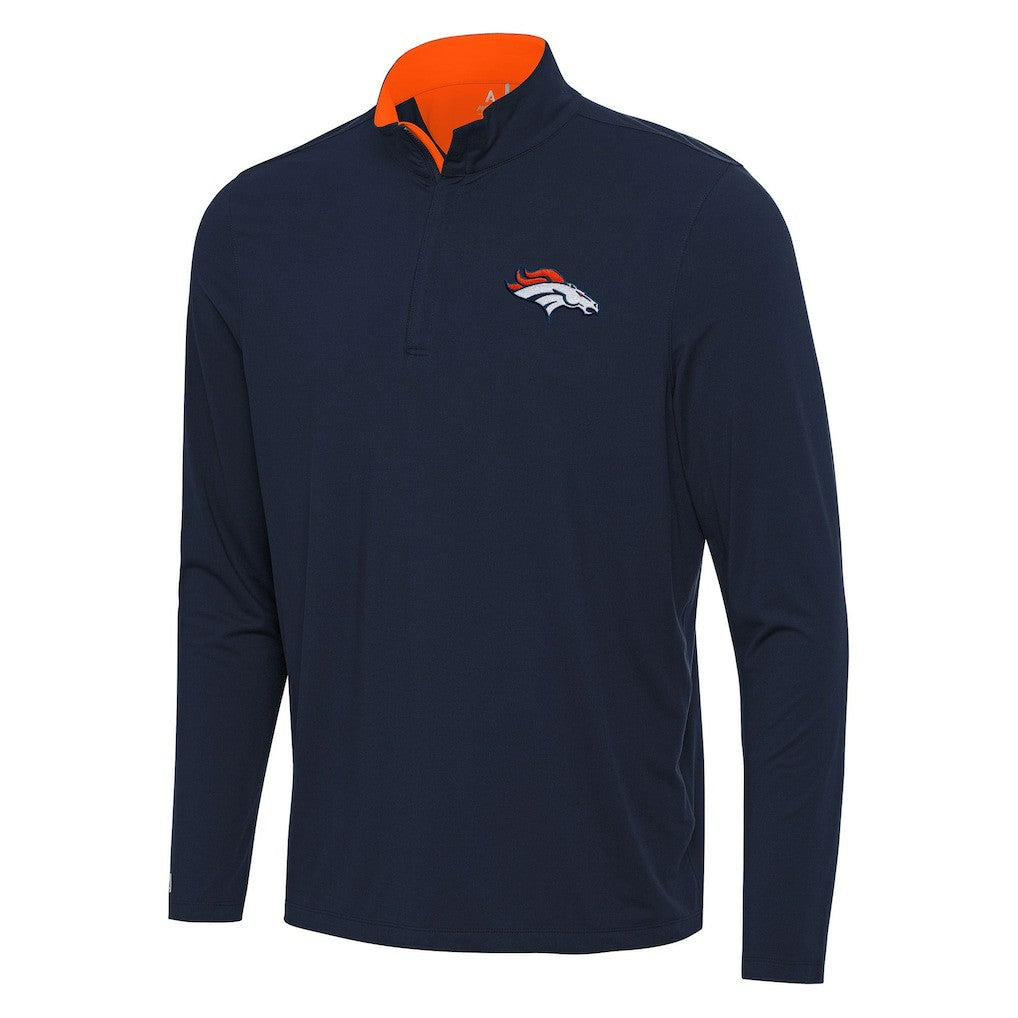Denver Broncos Antigua Content Quarter-Zip Pullover Top - Navy/Orange cheap